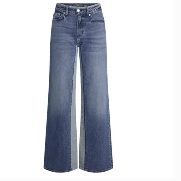 Adriano Goldschmied Daily Blue Denim Virgo Two Tone Wide Leg Jeans - Picture 2 of 10